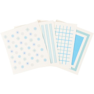 Clean It Mixed Swedish Dish Cloths - Set Of 4, Reusable, Absorbent  Cellulose Sponge Towels For Kitchen, Cleaning Counters, And Dishes  (snowflakes) : Target