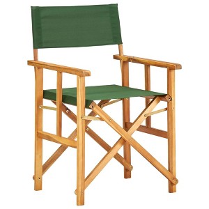 vidaXL Solid Acacia Wood Director's Chairs in Green - Set of 2 - Foldable and Portable - High Seating Comfort - for Campsite, Beach, Sports Pitch - 1 of 4
