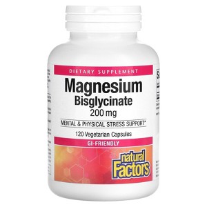 Natural Factors Magnesium Bisglycinate, 200 mg, 120 Vegetarian Capsules - 1 of 2