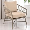 4-Piece Boho Wicker Patio Conversation Set with Acacia Wood Table, Removable Cushions, and Adjustable Feet - 4 of 4