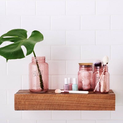 Vintage Rose Pink 32oz Glass Canning Jar Set, Dishwasher Safe