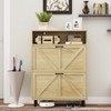 ROOMTEC Farmhouse Shoe Storage Cabinet with Barn Door Design, Freestanding Narrow Shoe Rack Organizer with 2 Flip Drawers for Entryway, Hallway - 3 of 4