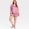 Women's Luxury Collection Satin Notch Collar Long Sleeve Shirt and Shorts Pajama Set - Auden™ - 3 of 3