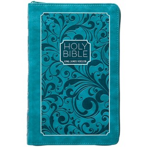 KJV Holy Bible Zip Turquoise - (Leather Bound) - 1 of 1