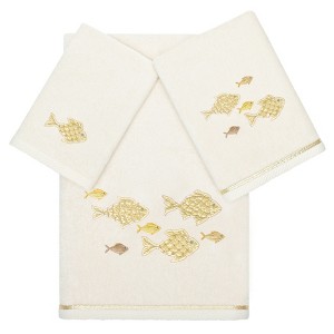 Linum Home Textiles 100% Turkish Cotton FIGI Embellished Towel Set - 1 of 4