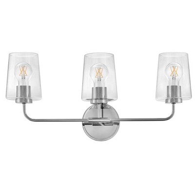 Kline 23.75" Chrome 3-Light Dimmable Vanity Fixture with Clear Glass Shades
