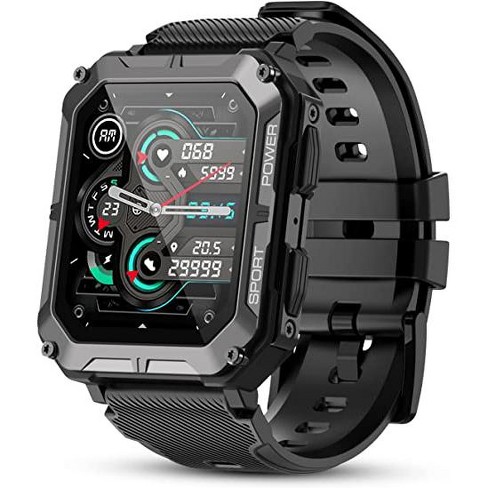 AICase Military Smart Watches for Men, Bluetooth Call Receive Dial, 1.28  IP68 Waterproof Rugged Smartwatch for iPhone/Android, C21 Outdoor Tactical