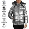 Spire By Galaxy Women's Full Zip Heavyweight Bubble Jacket With Detachable Faux Fur Hood - 3 of 3