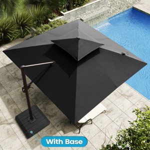 Crestlive Products 11 ft Square patio Double Top Cantilever Umbrella with Base set Outdoor 360 Rotation 6 Heights Adjustable Offset Umbrella - 1 of 4