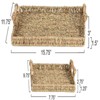BRINJOY 2-Pack Handwoven Seagrass Rectangular Trays with Wooden Handles - Natural, Nesting Design for Kitchen Bathroom Bedroom Living Room Decor - 2 of 4