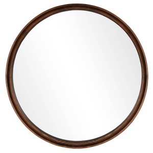 WallBeyond 26" Round Classic Wood Wall Mirror Walnut Brown - 1 of 4