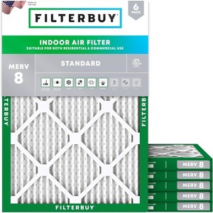 Filterbuy 15x19x1 Air Filter (6-Pack), Pleated MERV 8 Dust Defense Replacement HVAC AC Furnace Filters (Actual Size: 15.00 x 19.00 x 0.75) - 1 of 4