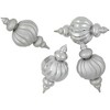 Northlight Commercial Size Shatterproof 2-Finish Finial Christmas Ornaments - Silver -10" - 4ct - 3 of 4