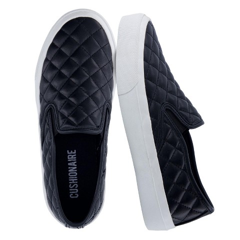 Женские кроссовки CUSHIONAIRE Faze Women’s Quilted Slip-On Sneaker – Faux Leather Casual Shoe with Memory Foam Insole & Rubber Outsole - Black 8.5