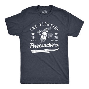 Mens The Fighting Firecrackers T Shirt Funny Fourth Of July Party Baseball Team Tee For Guys - Crazy Dog Men's T Shirt - 1 of 4