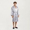 Anna-Kaci Men's Satin Robe with Geometric Print Contrast Shawl Collar and Waist Tie - 2 of 4
