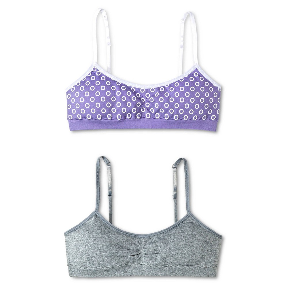 Hanes Girls' 2-Pack Seamless Pullover Bra - Gray L