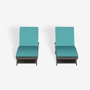 WestinTrends All Weather Wicker Outdoor Patio Chaise Lounge with Cushion (Set of 2) - 1 of 4