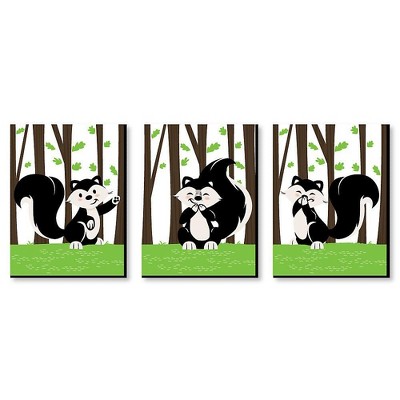 Big Dot of Happiness Little Stinker - Woodland Skunk Nursery Wall Art and Kids Room Decorations - Gift Ideas - 7.5 x 10 inches - Set of 3 Prints