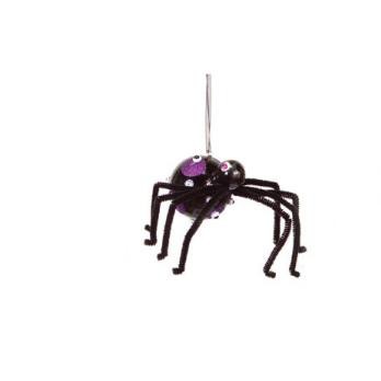 Melrose 6" Polka Dot Spider Halloween Glass Ornament - Black/Purple