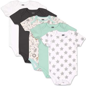 The Peanutshell Baby Boy Or Girl Short Sleeve Bodysuits, 5-pack, Safari  Basics, Newborn To 24 Months : Target