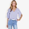 Anna-Kaci Women's V-Neck Blouse with Layered Split Flutter Sleeves and Relaxed Fit - 3 of 4