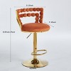 PDTEND Modern Bar Tools Set Of 2 with Golden Color Iron Tube Legs, Soft Cushions and Comfortable Backrest in Orange - 2 of 4