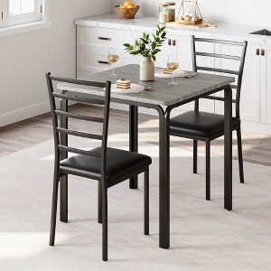 Dining Table for 2, Small Table and Chairs Set of 2, Dinette Set for 2, Square Dinner Table Set, 3 Piece Kitchen & Dining Room Sets for Small Space - 1 of 4