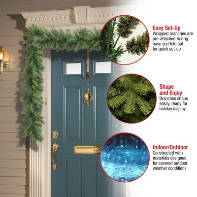 9-Foot Green Pine Pre-Lit Artificial Christmas Garland with Clear Lights