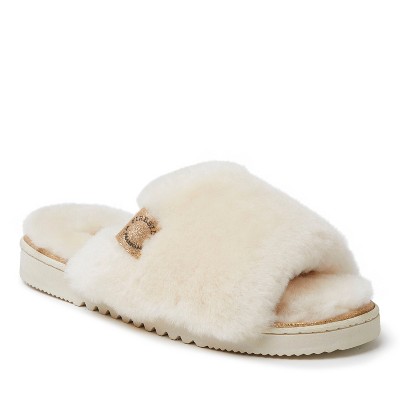 Fireside by Dearfoams Women's Cairns Genuine Shearling Fuzzy Slide Slipper