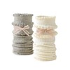 Anna-Kaci 3-Pack Women's Cotton Crew Socks with Ribbed Knit, Satin Bow Accen - 4 of 4