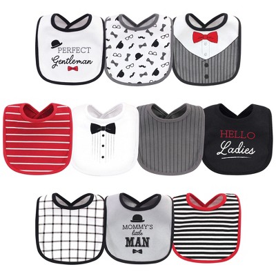 Little Treasure Baby Boy Cotton Bibs 10pk, Gentleman, One Size