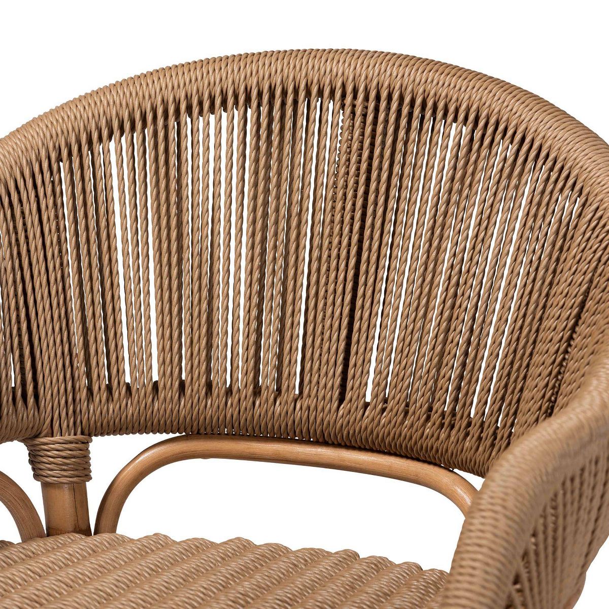 bali & pari Isra Natural Rattan Accent Chair with Handwoven Synthetic Wicker Brown - thumbnail 5