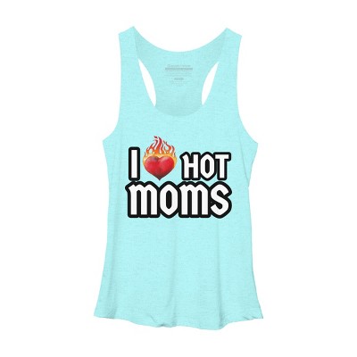 Women's Design By Humans I Love Hot Moms Heart By Metavera Racerback Tank Top