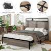 TiramisuBest Full Size Wooden Platform Bed Frame w/ Storage, LED Headboard, 2 USB, Antique Grey, MDF+Metal, 78x54x48 inches - 4 of 4