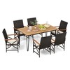 Costway 7 PCS Patio Dining Set with Acacia Wood Dining Table Rattan Armchairs Soft Cushions - image 2 of 4