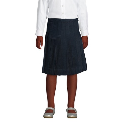 Lands End Kids Pleated Skirt Below the Knee 6 Classic Navy