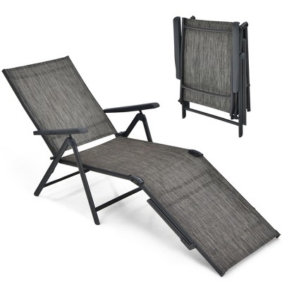 Costway Folding Beach Lounge Chair Heightening Design Patio Lounger W ...