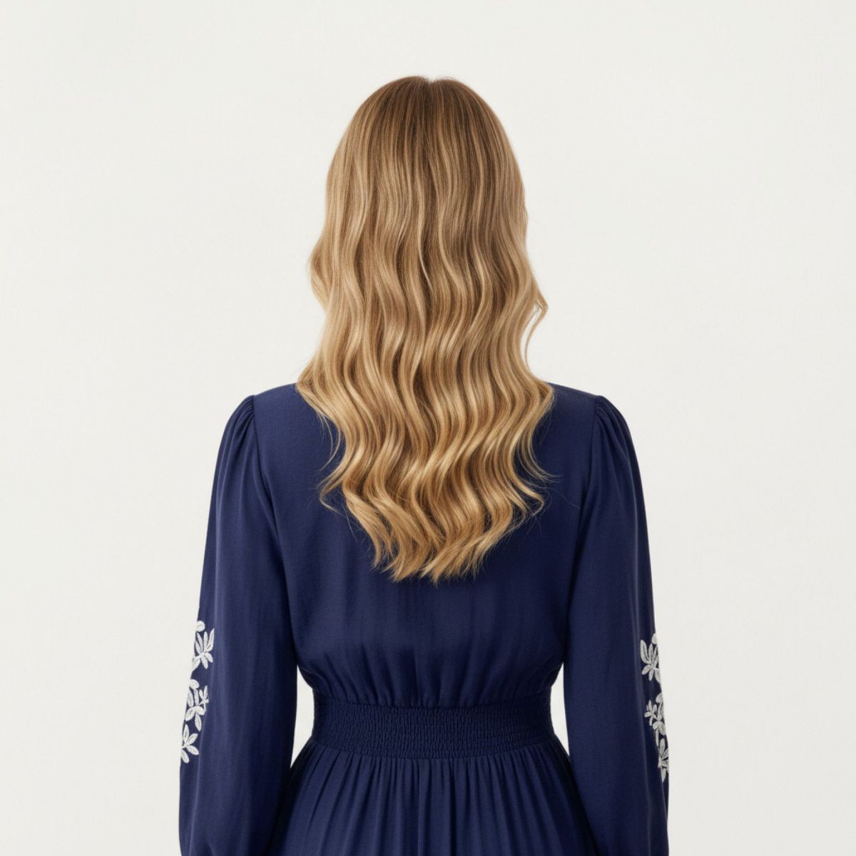 Anna-Kaci Women's Long Sleeve Embroidered Midi Dress with Smocked Waist and V-Neckline - thumbnail 6