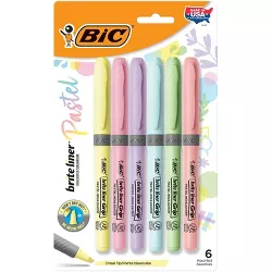 BIC Brite Liner Grip Pastel Highlighters Chisel Tip Assorted Pastel Colors 6/Pack (GBLDP61S-AST)