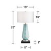 Possini Euro Design Jaime Modern Table Lamp with Square Black Marble Riser 26" High Blue Gray Art Glass Drum Shade for Bedroom Living Room Bedside - 4 of 4