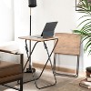 FurnitureR Folding TV Tray Tables Set of 2, Foldable Table Dinner Trays, Compact Snack Tables for Bed Couch Sofa, Metal Frame Wooden Table Top, Brown - 3 of 4
