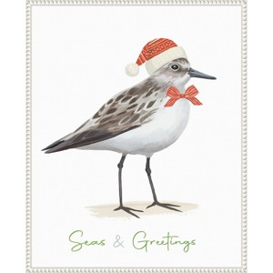 Amanti Art 23"x28" Christmas Sandpiper I by Lucca Sheppard Framed Canvas Wall Art Print - 1 of 4
