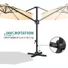 10FT Cantilever Patio Umbrella with LED Lights, 360° Rotating Offset Sun Shade, Windproof Outdoor Umbrella with Base for Garden, Deck, Pool - 3 of 4