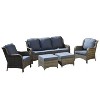 Ovios Orlando 5pc Gray Wicker Outdoor Patio Furniture Conversation Sofa Set with Cushions - 2 of 4