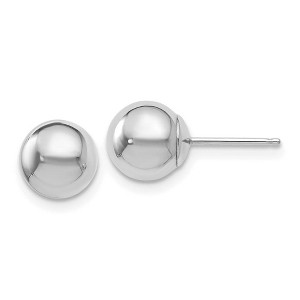 Black Bow Jewelry 7mm (1/4 Inch) 14k White Gold Polished Ball Friction Back Studs - 1 of 4