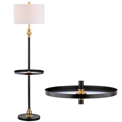 61" Metal Evans End Table Floor Lamp (Includes LED Light Bulb) Black - JONATHAN Y