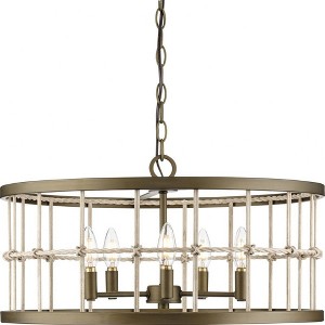 Progress Lighting Lattimore 5-Light Chandelier, Aged Brass, Woven Metal Shade - 1 of 1
