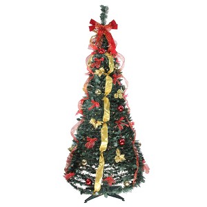 Northlight 6' Prelit Artificial Christmas Tree Red and Gold Decorated Pop Up - Clear Lights - 1 of 4