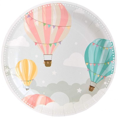 Sparkle and Bash 80-Pack Hot Air Balloon Disposable Paper Plates 9" Baby Shower Party Supplies
